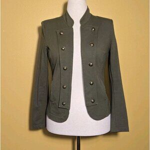 Tommy Hilfiger Womens Green Military Band Jacket Knit Blazer Jacket S‎ Shoulder
